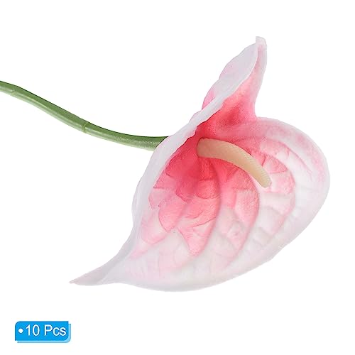 PATIKIL 13" Artificial Anthurium Lily Flowers, 10 Pack Permanent Flower Floral Arrangements Bouquet for Home Decor Bridal Wedding Festival Party, Orange White - color: Orange White