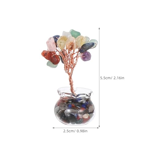 12Pcs Mini Crystal Money Tree Set for Desk Feng Shui Ornament with Crystal Stones Chinese Wealth Tree Desktop Decor for Home Office New Year Gift