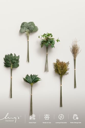 Ling's moment Artificial Greenery Stems Box Set, Faux Greenery Picks for DIY Bridal Bouquets Wedding Floral Arrangement Table Centerpieces, Olive Green & Dark Green - color: Greenery Combo- Olive Green & Dark Green