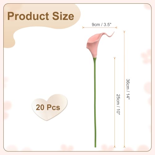 HARFINGTON 20pcs Artificial Calla Lily Fake Silk Flowers Bouquet Real Touch for Home Garden Wedding Party Decoration, Bright Pink - color: Bright Pink