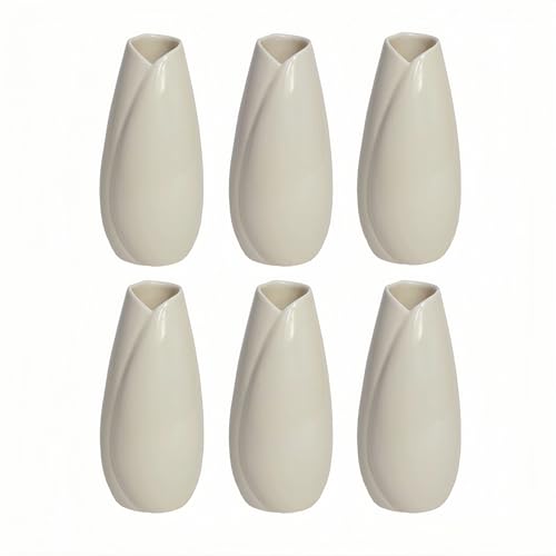 Simple Vase for Flowers Plants, Small Cute Flower Vase for Modern Table Shelf Home Decor Wedding Boho Decor, Farmhouse (6pc-HBP-White) - color: 6pc-hbp-white