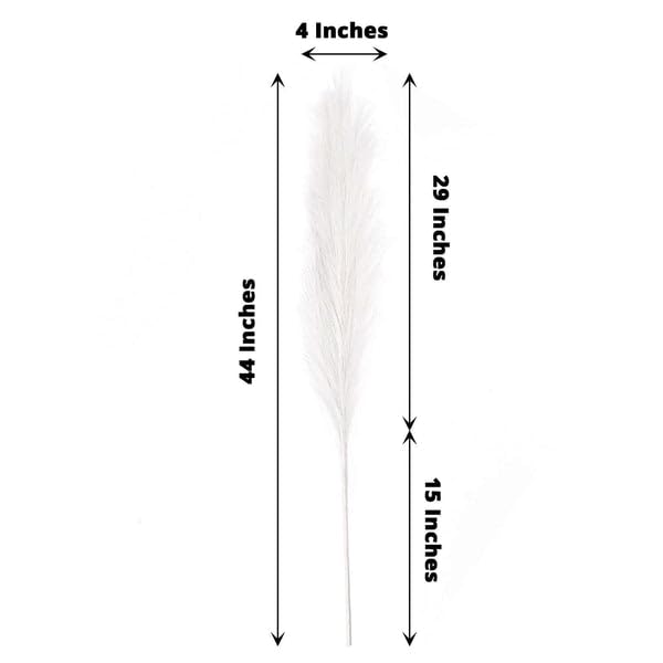 Tableclothsfactory 3 Stems | 44" White Artificial Pampas Grass Plant Sprays, Faux Branches Vase Flower Arrangement - color: White