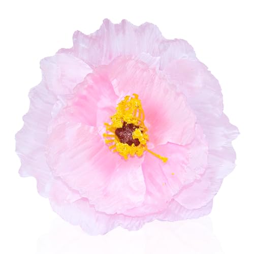 10 Pcs Remembrance Pink Poppy Artificial Flower Heads 6.7" Large Silk Poppy Heads Fake Flowers for Memorial Day Veterans Day Wedding Home Decoration Bouquet Corsages Party Centerpiece - color: Pink