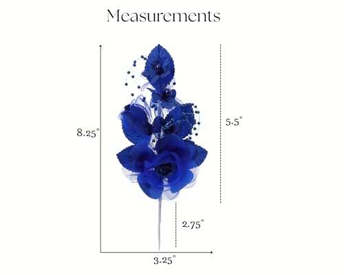 Set of 12 Artificial Silk Organza Craft Rose Flower, 12 Corsage Wristlet, 12 Pin Back DIY Boutonnieres for Wedding, Bridesmaids, Groomsmen, Quinceanera, Prom, Sweet 16 (Royal Blue) - color: Royal Blue