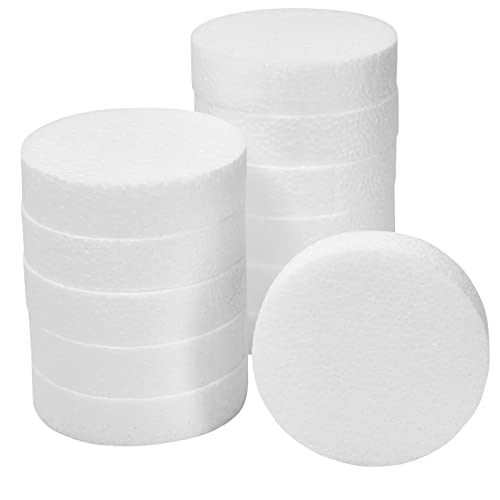 Juvale White Round Floral Foam Circles - 12-Pack, 4 x 4 x 1 in - Foam Blocks for Crafts & Floral Arrangements - Smooth Surface for Painting & Decorating