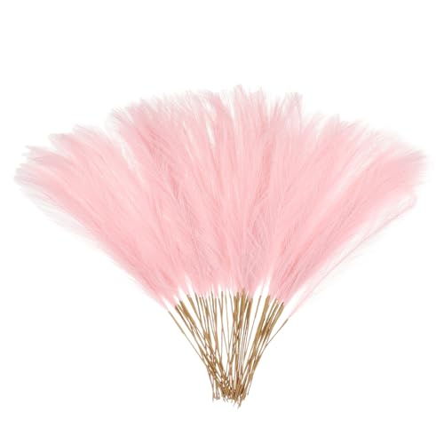 uxcell 50 Pcs Faux Pampas Grass 52cm/20.5" Artificial Fake Dried Pampas Grass Decor with Stem for Floor Vase Filler, Wedding Decoration, Home Decoration, Light Pink - color: Light Pink