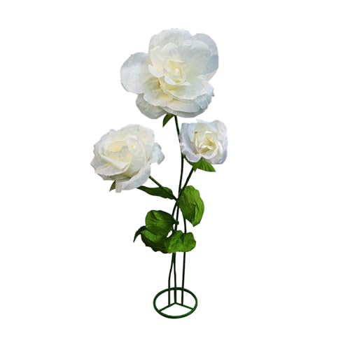 Giant Artificial Flower 3PCS 3D Realistic Waterproof Fake Flowers Durable Easy Maintenance Perfect for Home Garden Weddings Events Christmas Graduation Party Decorations (3PCS-Roses-White) - color: 3pcs-roses-white