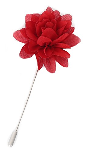 Flairs New York Gentleman's Essentials Premium Handmade Flower Lapel Pin Boutonniere - color: Bright Red [Daisy]