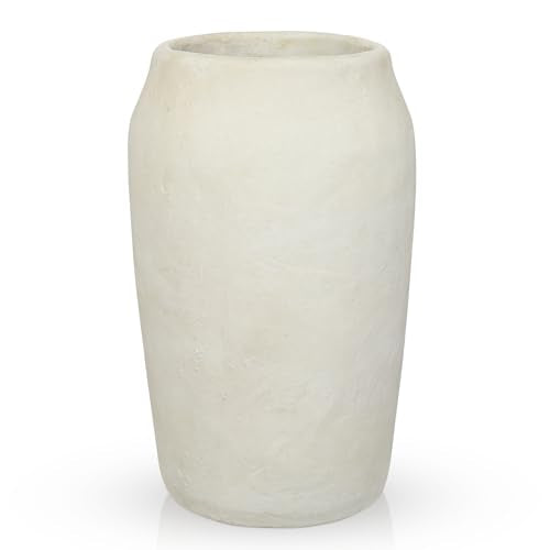 Briful Rustic Vintage Ceramic Vase, 11.8'' Farmhouse Table Decor with Wide Mouth, Large Decorative Vase for Home Decor, Living Room, Entryway & Shelf Styling, Beige - color: 12'' Beige