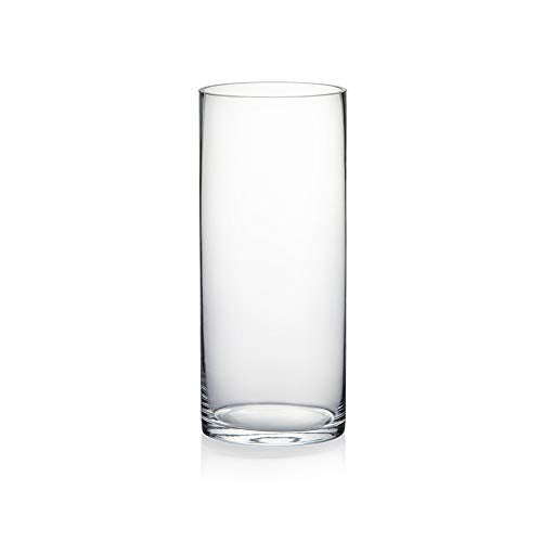 WGV Quality Thick Cylinder Vase, Diameter 5", Height 12", Clear Glass Floral Planter Container, Tall Centerpiece Arrangement for Wedding Home Decor, 1 Piece - size: 5"x12"H CL