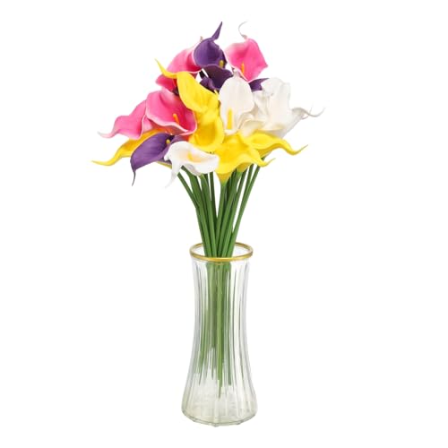 HARFINGTON 20pcs Artificial Calla Lily Fake Silk Flower Bouquet Real Touch for Home Garden Wedding Party Decoration, 4 Colors - color: 4 Colors