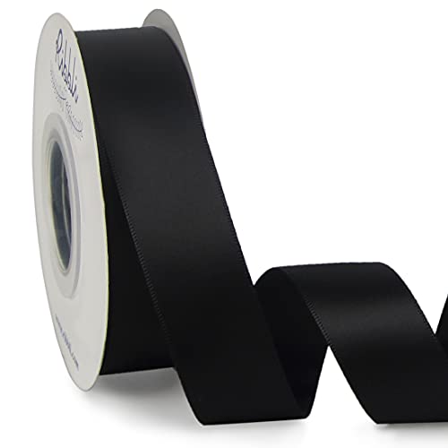 Ribbli Double Faced Black Satin Ribbon,1” x Continuous 25 Yards,Use for Bows Bouquet,Gift Wrapping,Floral Arrangement - color: Black, size: 1 inch