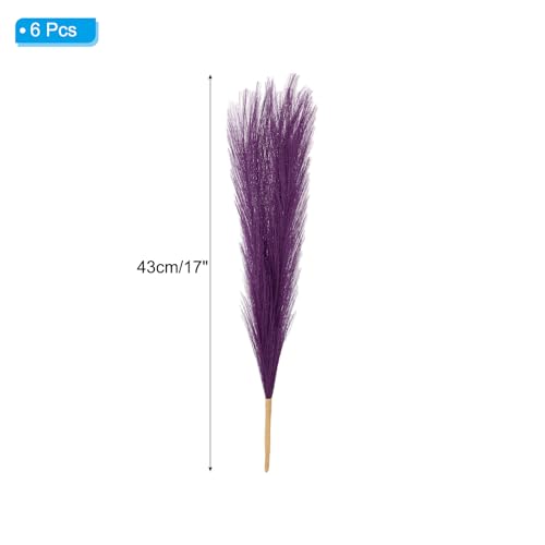 PATIKIL 17 Inch Faux Pampas Grass, 6 Pcs Boho Decor for Home Decoration Artificial Tall Fluffy Stems for Wedding Flower Party Vase Arrangement Centerpieces, Dark Purple - color: Dark Purple
