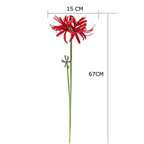 6 Stems 26.38 Inch Artificial Lycoris Radiata Spider Lily Flowers for Home Garden Decoration (White) - color: White
