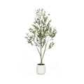 Artificial Olive Tree 5FT Tall Faux Olive Tree Artificial Indoor with Natural Wood Trunk and Lifelike Fruits Realistic White Planter Potted for Home Office Living Room Decor