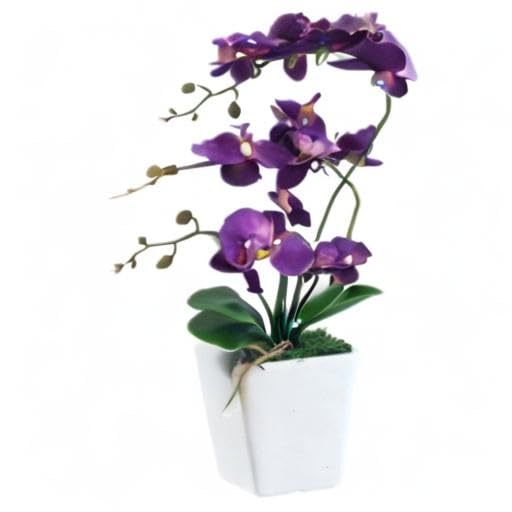 15" Tall Artificial Silk Phalaenopsis Orchid Flower Plant Pot Arrangements (Dark Purple) - color: Dark Purple