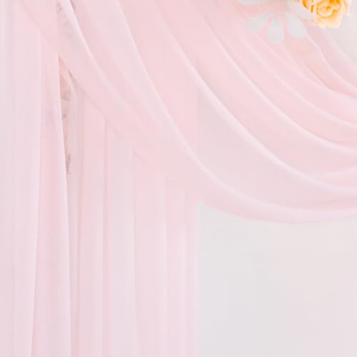 DeZerlor Wedding Arch Draping Fabric 29" x 20 FT Drapes for Backdrop Sheer Curtains for Romantic Bridal Baby Shower Decorations Ceremony Birthday Party Outdoor Events, Blush - color: Blushing Pink