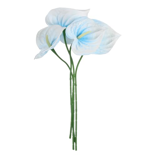 uxcell 4Pcs 11inch Artificial Anthurium Lily Flowers, Permanent Flower Bouquet for Home Arrangements Wedding Festival Decoration Crafts Store Decor Accessories, Light Blue - color: Light Blue
