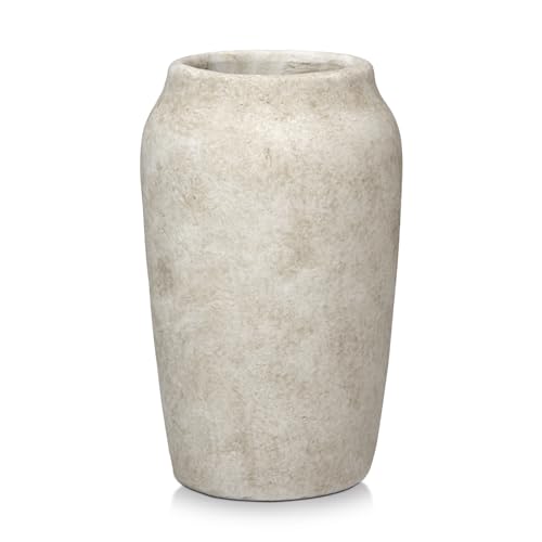 Briful Rustic Vintage Ceramic Vase, 9.06'' Farmhouse Table Decor with Wide Mouth, Large Decorative Vases for Home Decor, Living Room, Entryway & Shelf Styling, Beige - color: 9.06'' Beige