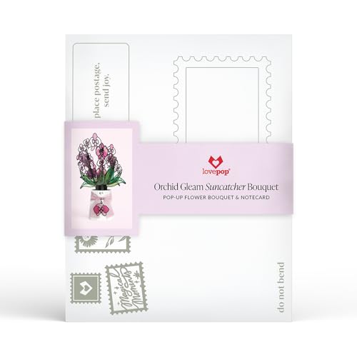 Lovepop Orchid Gleam Suncatcher Bouquet - 3D Pink Orchid Bouquet for Wife, Her, Mom, Aunt (Anniversary, Mother's Day, Birthday, Thank You) 12" - Blank Notecard & Envelope Included - color: Orchid Gleam Suncatcher Bouquet