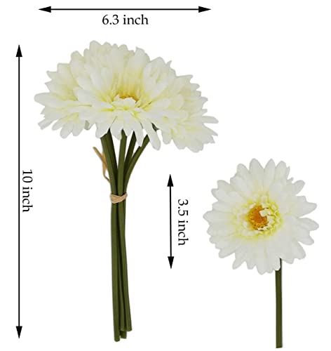 TOPIA Artificial African Daisies Flowers African Daisy Silk Flowers Artificial Gerbera Daisies Pack of 10 (White) - color: White, size: 10pcs