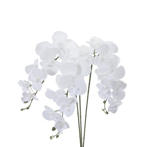 PATIKIL Artificial Orchid Stems 41", 3 Pack 9 Heads Faux Phalaenopsis Flowers Real Touch Fake Orchid Flower Branch for Vase Home Wedding Decoration, Pure White - color: Pure White