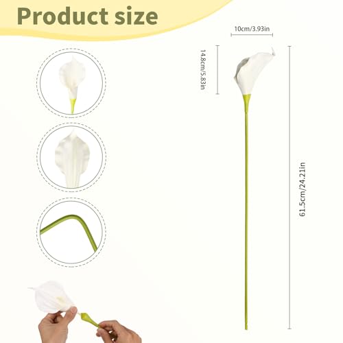 White Calla Lily Artificial Flowers 22PCS 25" Real Touch Long Stem Faux Calla Lillies for DIY Wedding Bouquet Party Home Decor (White) - color: White