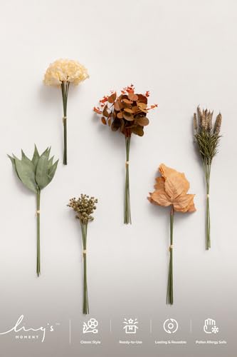 Ling's moment Artificial Greenery Stems Box Set, Faux Greenery Picks for DIY Bridal Bouquets Wedding Floral Arrangement Table Centerpieces, Burnt Orange & Cream - color: Season Combo- Early Autumn in Ivy