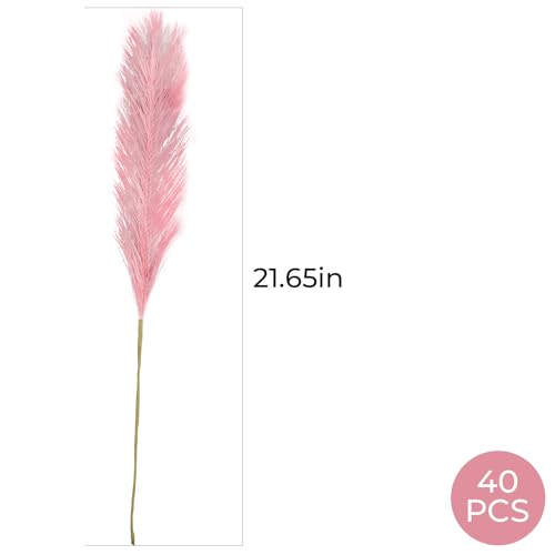 45pcs Artificial Pampas Grass 21.6" Faux Dried Flowers Pompas Grass Bouquet Flower Arrangement and Vase Filler for Gothic Room Decoration Wedding Party Boho Home Decor（Rose Red& White &Pink） - color: Rose Red& White &Pink