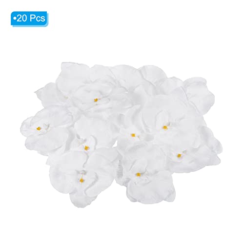 PATIKIL 10cm/3.9" Artificial Orchid Flower Heads, 20 Pack Silk Phalaenopsis Fake Butterfly Orchid Heads for Wedding Floral Bouquet Decor DIY Craft Making, Pure White - color: Pure White, size: 3.9"