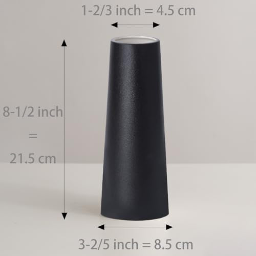 Black Ceramic Vase, 8.5 Inch Flowers Vase for Pampas Grass, Rustic Table Vase for Centerpieces, Simple Modern Vase for Home Office Decor - Matte Black - color: Black, size: Medium: 8.5 inches