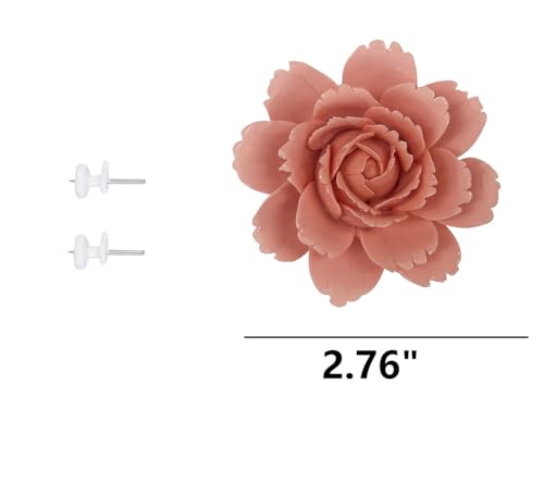 Ceramic Flower Wall Art, Artificial Flower Wall Sculpture，Handcrafted 3D Hanging Porcelain Flowers ,3D Wall Hanging Decor ,Porcelain Flower Wall Décor for Home，Hallway，Kitchen，Office (Orange,Camellia, 2.76") - color: Orange,Camellia, size: 2.76"