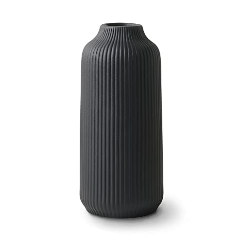 flature Ceramic Vase in Nordic Style, Decovase Large for Pampas Grass as Boho Deco, Vase Black Matt 8 inch for Flowers, Scandinavian Design Home Decoration for Fresh Flowers, Dried Flowers (Size M) - color: Black, size: Single Medium