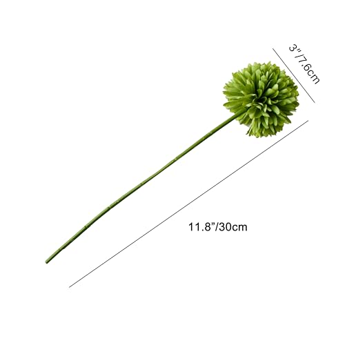 Mandy's 12pcs Artificial Green Chrysanthemum | 11.8 inch Artificial Mums Flowers for Home Table Centerpiece Summer Decor Silk Flowers for Porch Patio and Wedding - color: Green 1