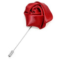 1Pcs Flower Lapel Pins,Rose Pins for Men for Dance,Party,Wedding - color: Crimson