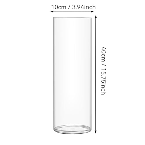 RosPynnm Flower Vase Acrylic Cylinder,15.75" Tall Clear Vase for Centerpieces,Wedding Decorative,Home Décor, Non Breakable Plastic, 3.94"X15.75" Tall Round - Clear - size: Single - 3.94"x15.75"