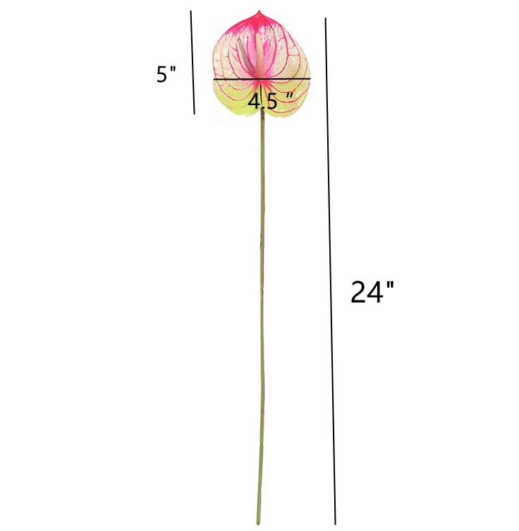 Rikyo 5 PC 24inch Artificial Anthurium Lily Flowers Permanent for Home Decor Bouquet and Green Leaf for Home Bridal Wedding Festival Party,Store Decor Small Flower Bouquet Accessories (Pink) - color: Pink
