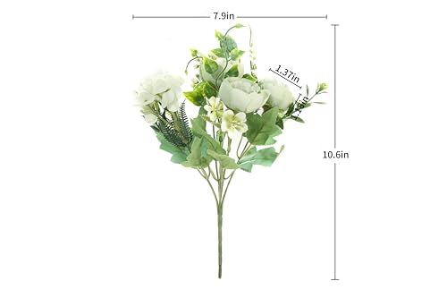 Artificial Flowers Fake Peony Silk Mini Plastic Bridal Flowers for DIY Wedding Bouquets Home Decorations 4 Packs(Light Green) - color: Light Green