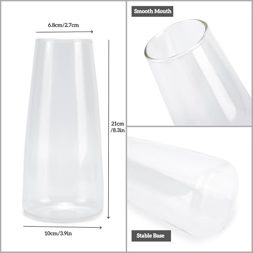 Crystal Clear Glass Vase, Flower Vase for Table Centerpiece Home Decor, Modern Vases for Living Room, Wedding, Office, Coffee Table, Birthday Housewarming Gift, 8.3inch (Clear) - color: Clear