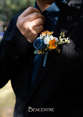 French Blue Boutonniere for Men,Prom boutonnieres,Groom and Groomsmen Boutonniere for Wedding Ceremony Anniversary, French Country Wedding Themes (Set of 6) - color: French Blue, size: set of 6