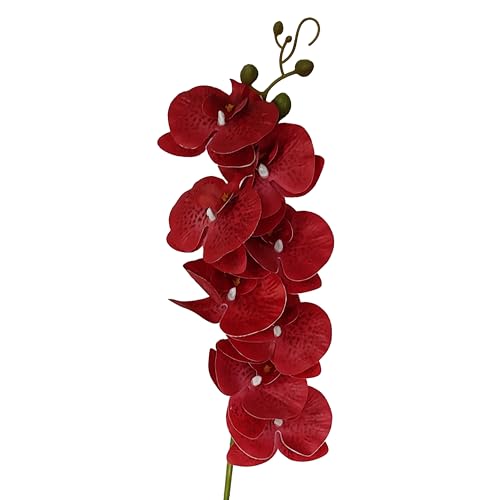 ATFL 8 Pack Red Orchid Artificial Flowers Real Touch, 32'' Artificial Fake Faux Silk Orchid Stem Bouquets for Wedding Party Home Garden Decor,Orquideas Artificiales para Decora (excluding The Pot) - color: Red