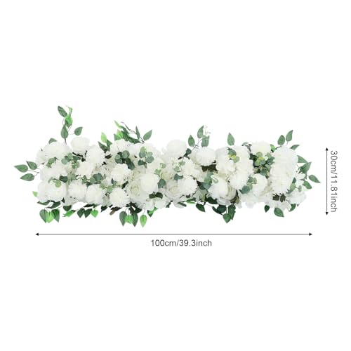 Wedding Arch Artificial Flowers Panels, Silk Rose Floral Wall Backdrop, 13.8 x 13.8in Artificial Flowers Garland for Wedding Party Table Decoration, White (White, 1 Pcs) - color: White, size: 1 Pcs
