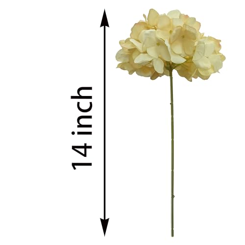 7.1''Champagne Hydrangea Artificial Flowers,10 Pcs Artificial Silk Hydrangea Heads,81 Petals Faux Hydrangea Flowers Heads with Stems for Home Wedding Baby Shower Decor(Champagne) - color: Champagne
