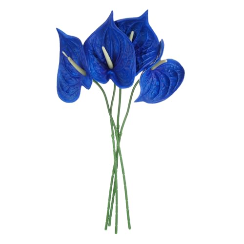 uxcell 4Pcs 11inch Artificial Anthurium Lily Flowers, Permanent Flower Bouquet for Home Arrangements Wedding Festival Decoration Crafts Store Decor Accessories, Sapphire - color: Sapphire