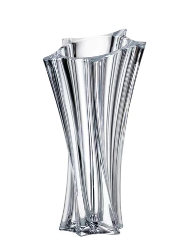 Crystal Glass Vase – Heavy Crystal Vase for Flowers with Weighted Bottom, Thick Durable Decorative Vases for Modern Home Decor, 9.8″ 3.5lb Clear Centerpiece (Transparent) - color: Transparent