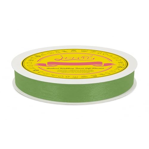 Light Green Organza Ribbon 5/8 inch x 100 Yards Sheer Chiffon Ribbon for Gift Wrapping Wedding Invitations Party Decoration Bridal Bouquets Crafts - color: Light Green, size: 5/8" X 100 Yards