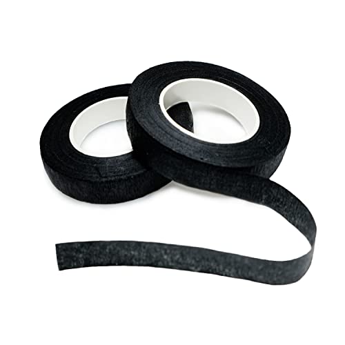 BEADNOVA Floral Tape 1/2inch Black Flower Tape for Bouquets Floral Arranging Stem Wrap Craft (Black 2roll, Total 60yards) - color: Black