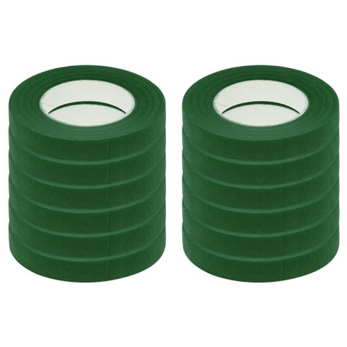 HARFINGTON 12 Rolls Floral Tapes 1/2 Inch 30 Yards Flower Adhesive Waterproof Tape for Floral Arranging Wedding Bouquet Wrap Craft Florist Tape, Dark Green - color: Dark Green