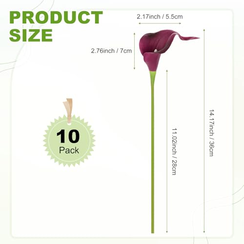 M METERXITY 10-Pack Purple Red Artificial Calla Lily Flowers,14 Inch Faux Calla Lily PU Bouquets Real Touch Faux Flowers for Home/Wedding/Christmas/Party - color: Purple Red