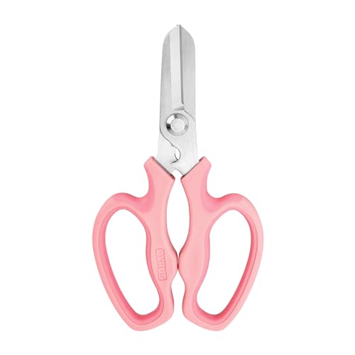 CYRUS Garden Shears Pruner Secateurs 7.5" Pruning Scissors with Integrated Stab Remover Flower Sharp Gardening hand tools Florist Bonsai Cutters Rose Snips Pink - style: Pink